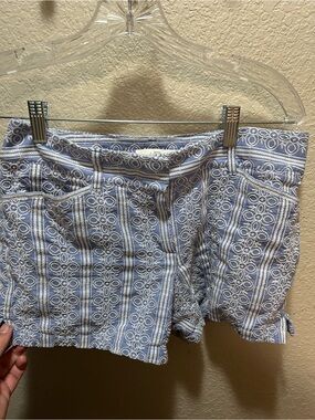 LOFT Light Blue Eyelet Embroidered Jean Shorts